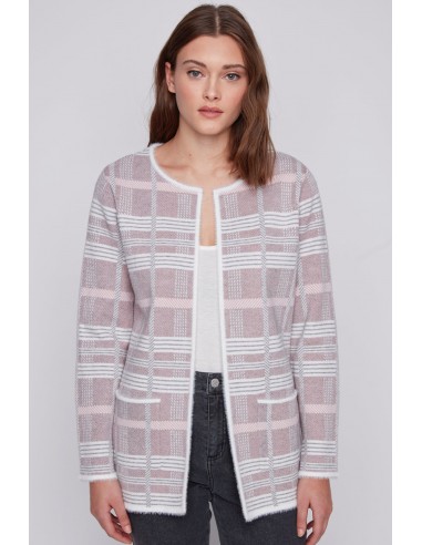 Cardigan motif carreaux paiement sécurisé